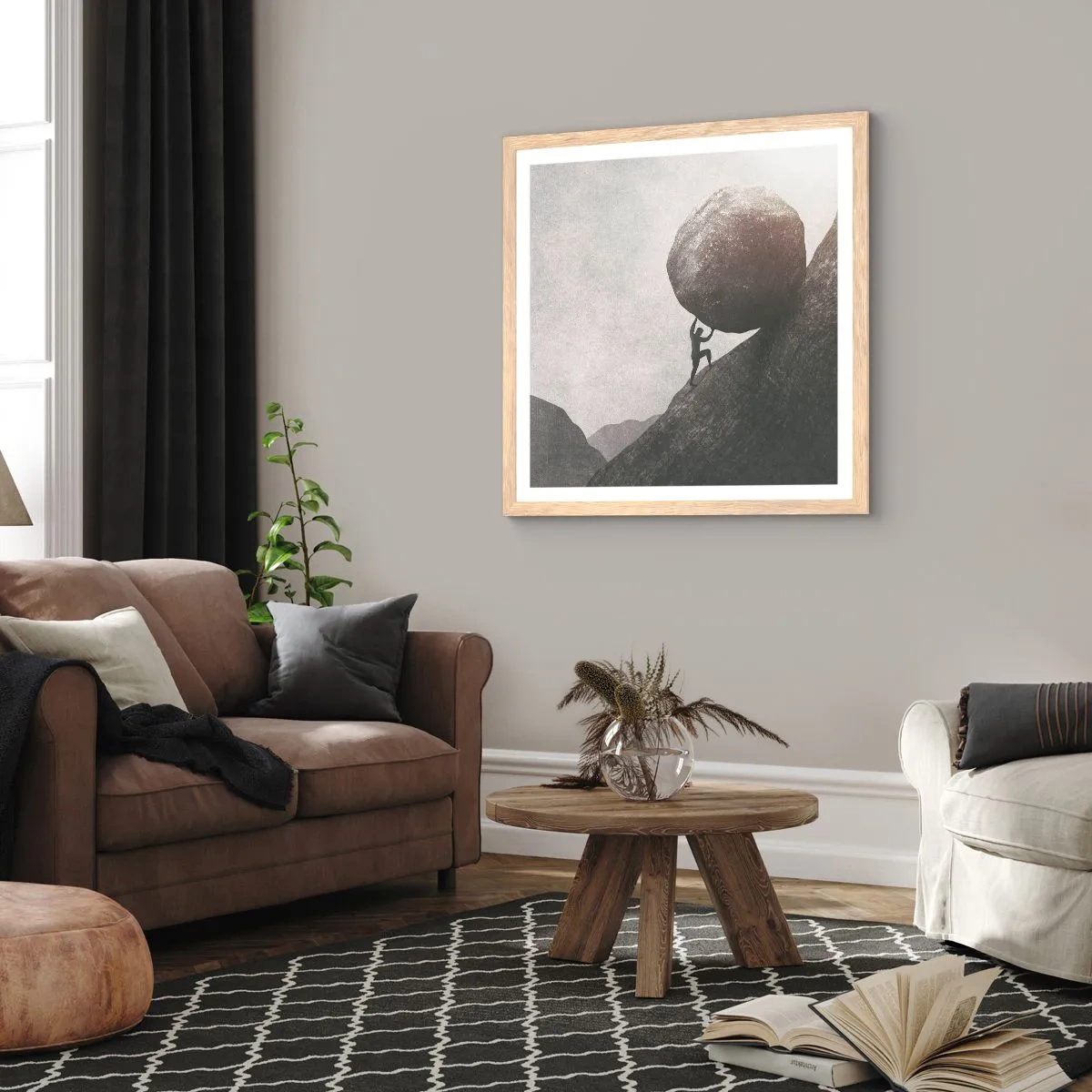 Affiche dans un chêne clair - Poster - Je crois contre tout espoir - 60x60 cm