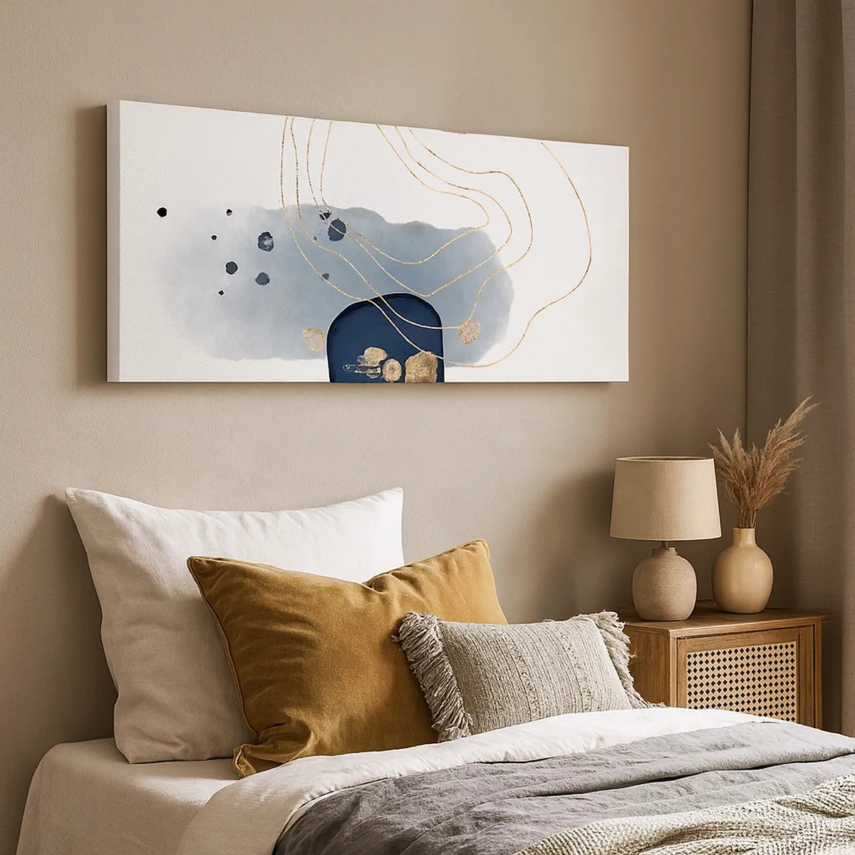 Impression sur toile - Image sur toile - Fantaisie bleu et or - 30x30 cm