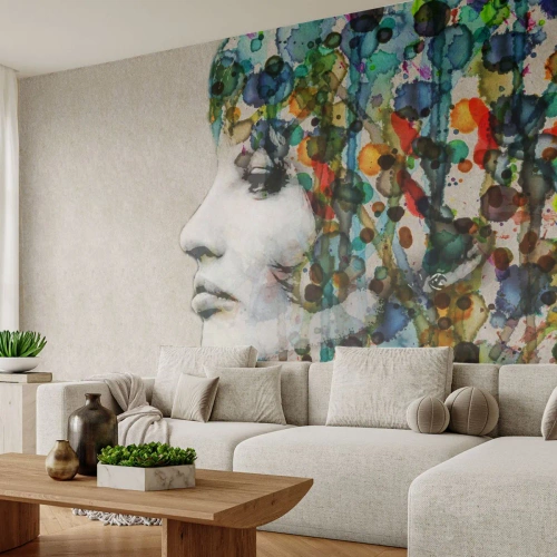 Papier Peint Photo Standard Eco - Elle est sortie de la grisaille - Visage de femme, Abstraction, Graphique - 500x350 cm