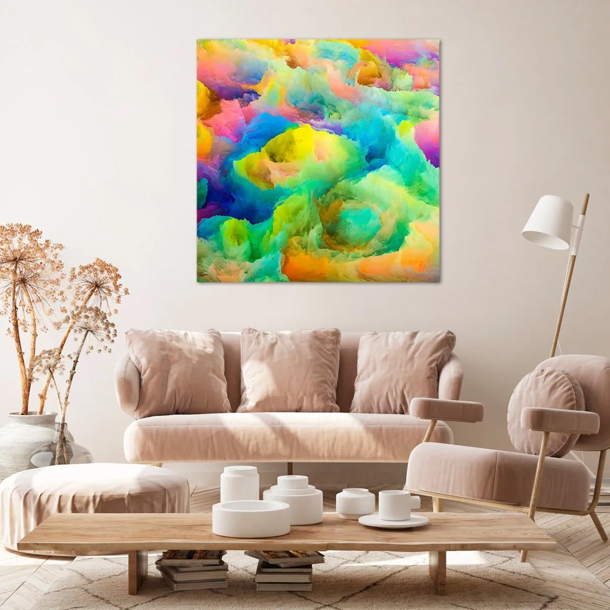 Impression sur toile - Image sur toile - Plumule arc-en-ciel - 60x60 cm
