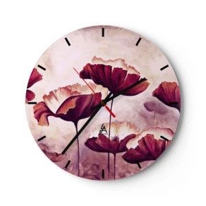 Horloge murale - Pendule murale - Pétale rouge et blanc - 40x40 cm
