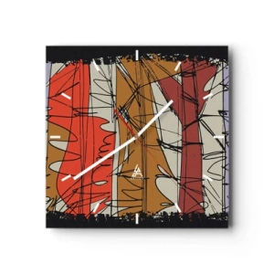 Horloge murale - Pendule murale - Composition abstraite aux couleurs intenses - 30x30cm - Composition spontanée - Décoration murale moderne pour le salon et la chambre ARTTOR