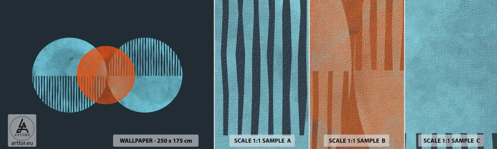 Échantillon de Papier Peint Premium Canvas - Composition symétrique - Abstraction, Morceau, Motif géométrique - 100x30 cm