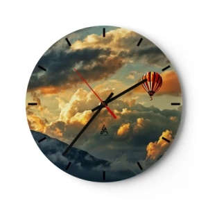 Horloge murale - Pendule murale - Un ballon flottant parmi les nuages au coucher du soleil - 30x30cm - Je vole parce que je veux - Décoration murale moderne pour le salon, la cuisine et la chambre ARTTOR