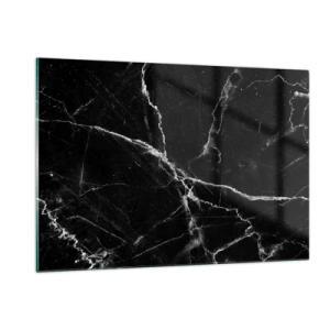 Impression sur verre - Image sur verre - Surface en marbre noir avec veines claires - 120x80cm - La vie secrète de la pierre - Décoration murale moderne pour le salon et la chambre ARTTOR