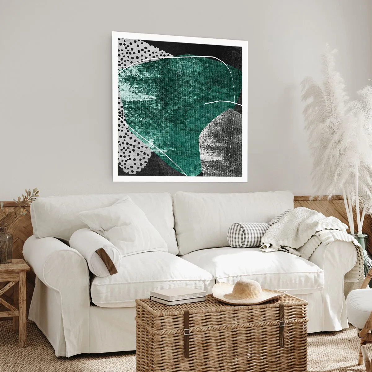 Affiche - Poster - Abstraction colorée avec feuille d'or - 40x40 cm
