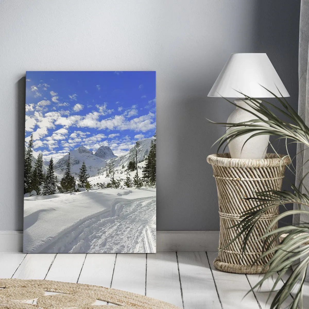 Impression sur toile - Image sur toile - Dans la neige et au soleil - 55x100 cm
