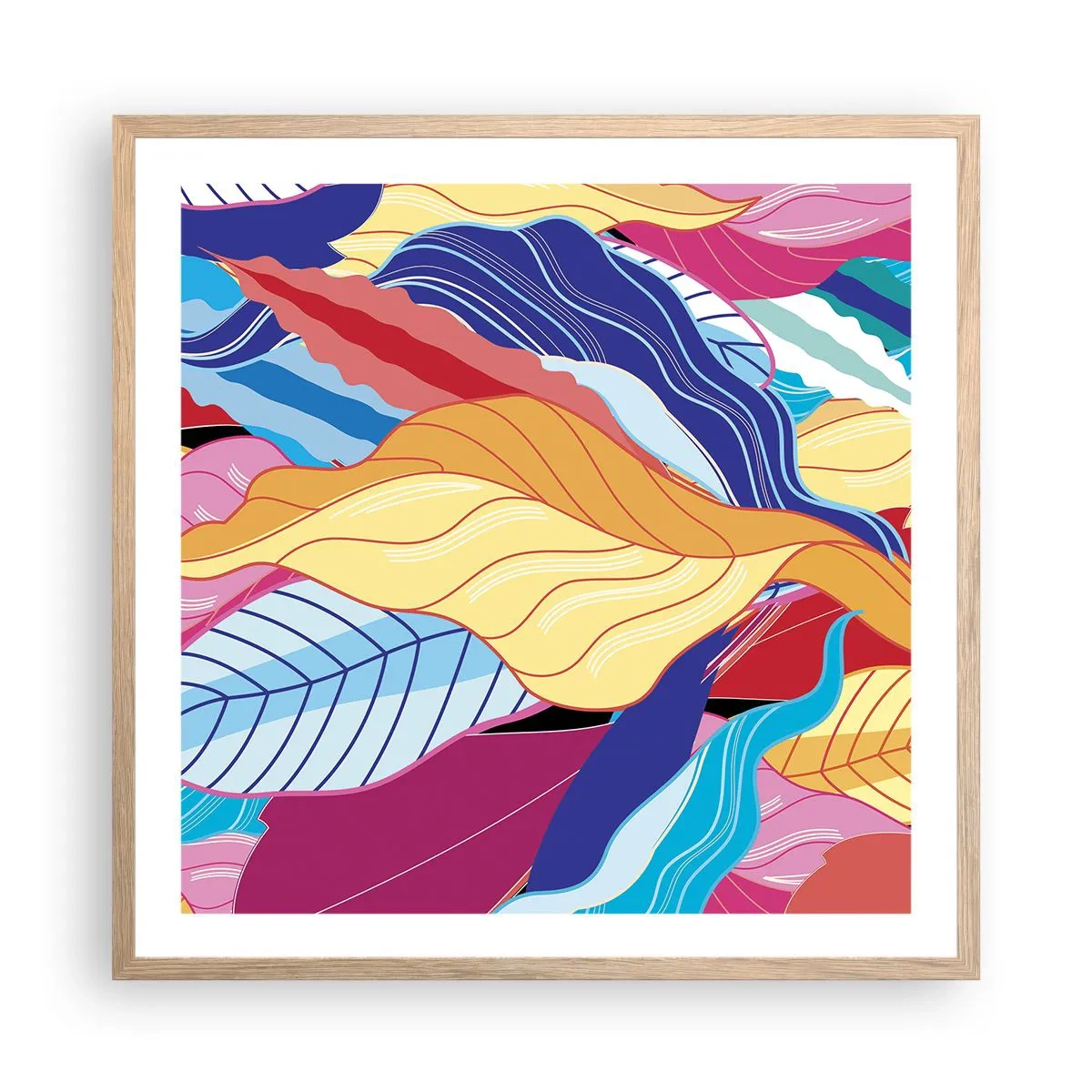 Affiche dans un chêne clair - Poster - Un désordre coloré - 60x60 cm