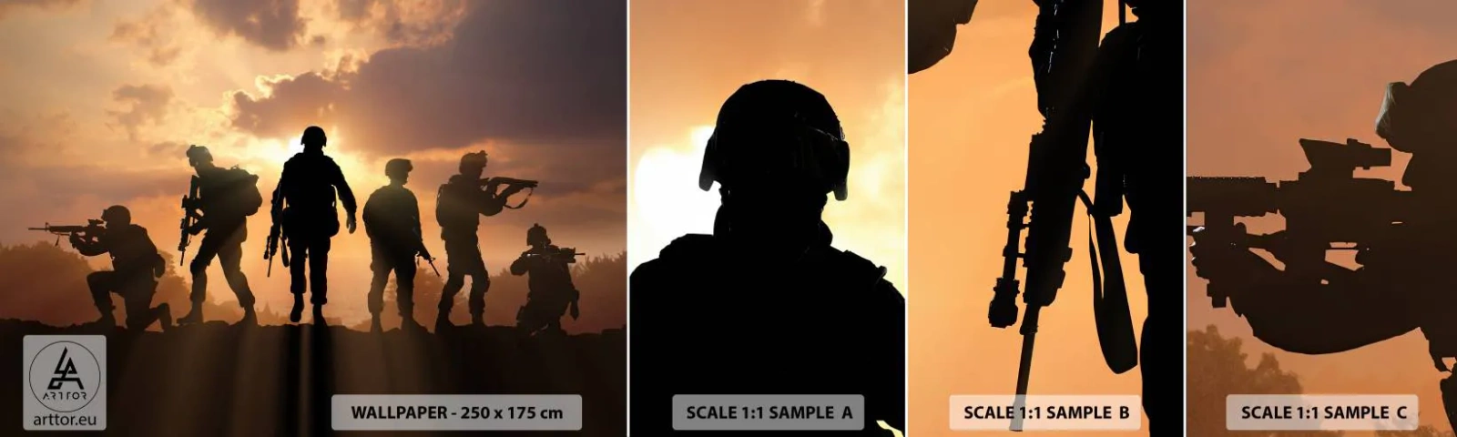 Échantillon De Papier Peint Standard Eco - Brothers in arms - Militaire, Soldat, Fusil - 100x30 cm