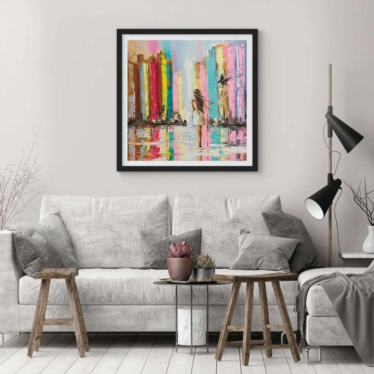 Affiche dans un cadre noir - Poster - Viens avec moi - 60x60 cm