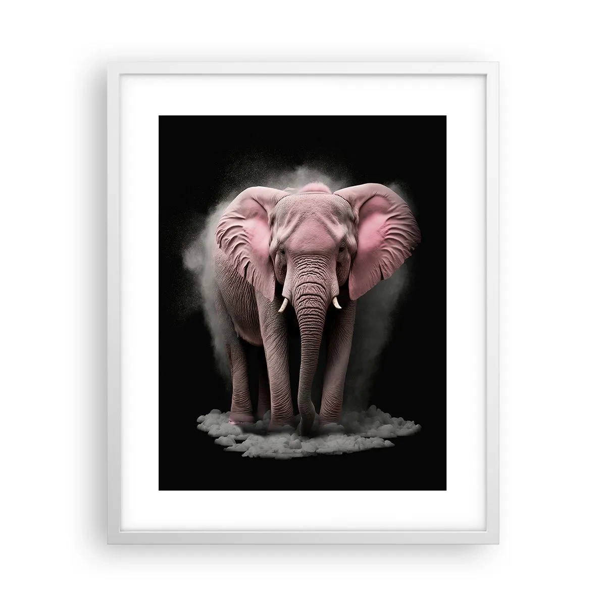 Affiche dans un cadre blanc - Poster - Ne pensez pas à un éléphant rose ! - 40x50 cm