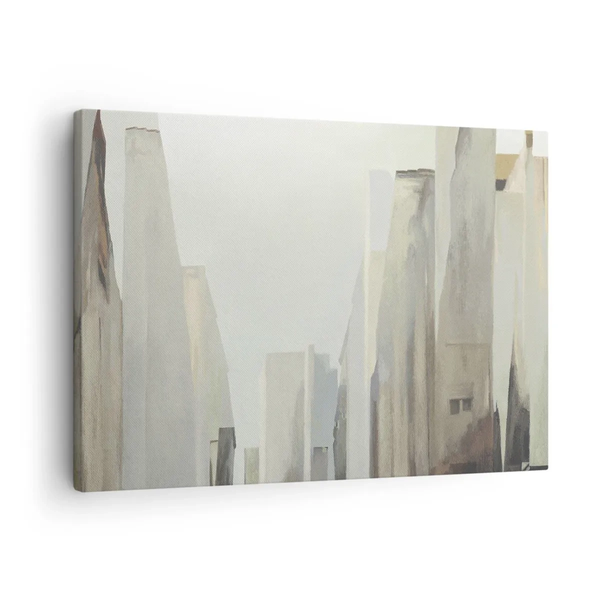 Impression sur toile - Image sur toile - Paysage urbain abstrait aux tons pastel - 70x50cm - Rêve de la ville - Décoration murale moderne pour le salon et la chambre ARTTOR