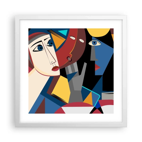 Affiche dans un cadre blanc - Poster - Une conversation entre cubistes - 40x40 cm