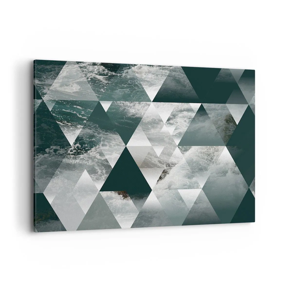 Impression sur toile - Image sur toile - Motif géométrique avec un motif de vagues dans des tons de vert - 100x70cm - Point de vue de cristal - Décoration murale moderne pour le salon et la chambre ARTTOR