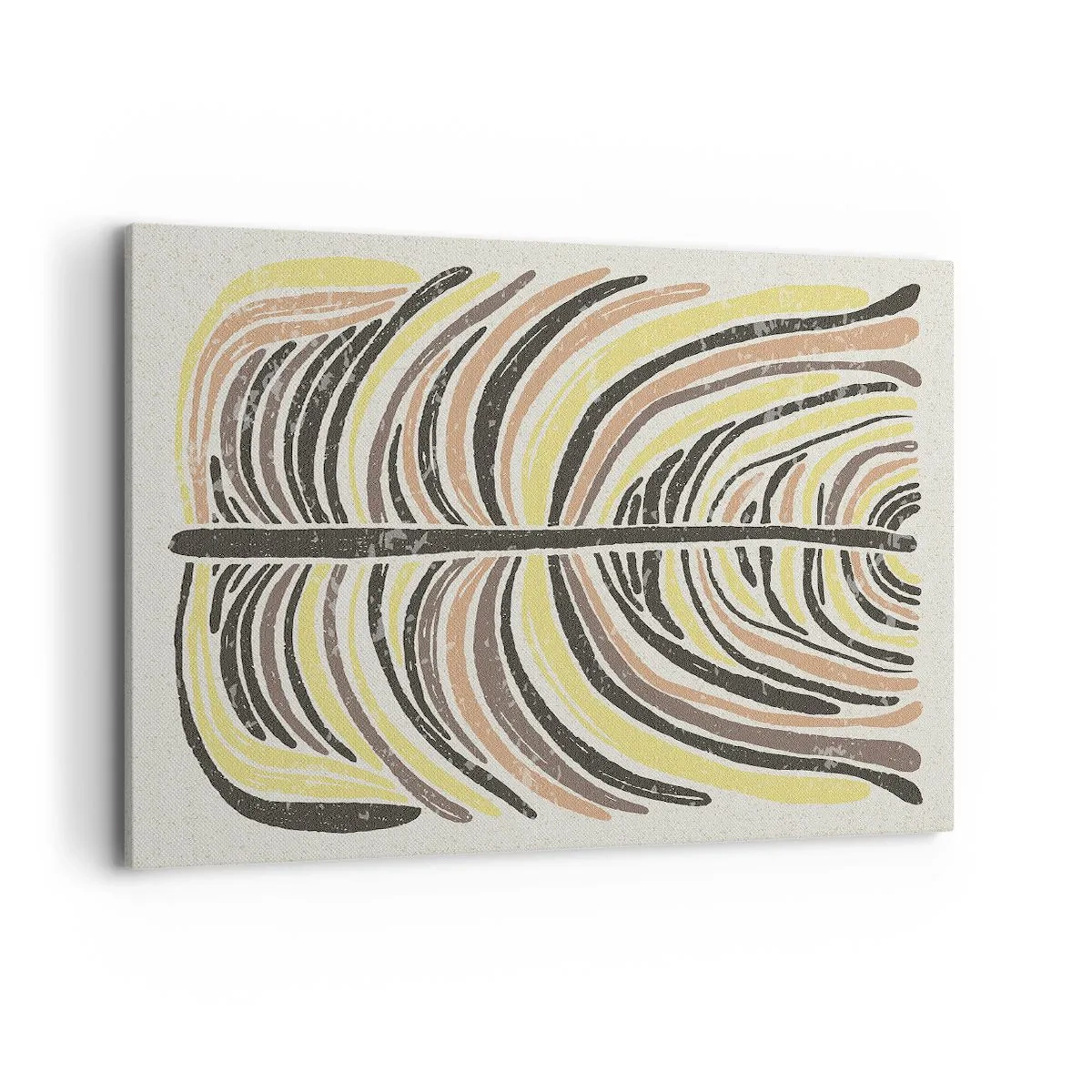 Impression sur toile - Image sur toile - Motif de feuille abstrait dans des tons terreux - 100x70cm - Abstraction pleine de vie - Décoration murale moderne pour le salon et la chambre ARTTOR