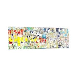 Impression sur verre - Image sur verre - Graffiti abstrait avec inscriptions et motifs colorés - 160x50cm - Ca fait juste plaisir aux yeux - Décoration murale moderne pour le salon et la chambre ARTTOR