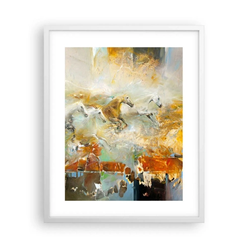 Affiche dans un cadre blanc - Poster - Au galop vers la lumière - 40x50 cm