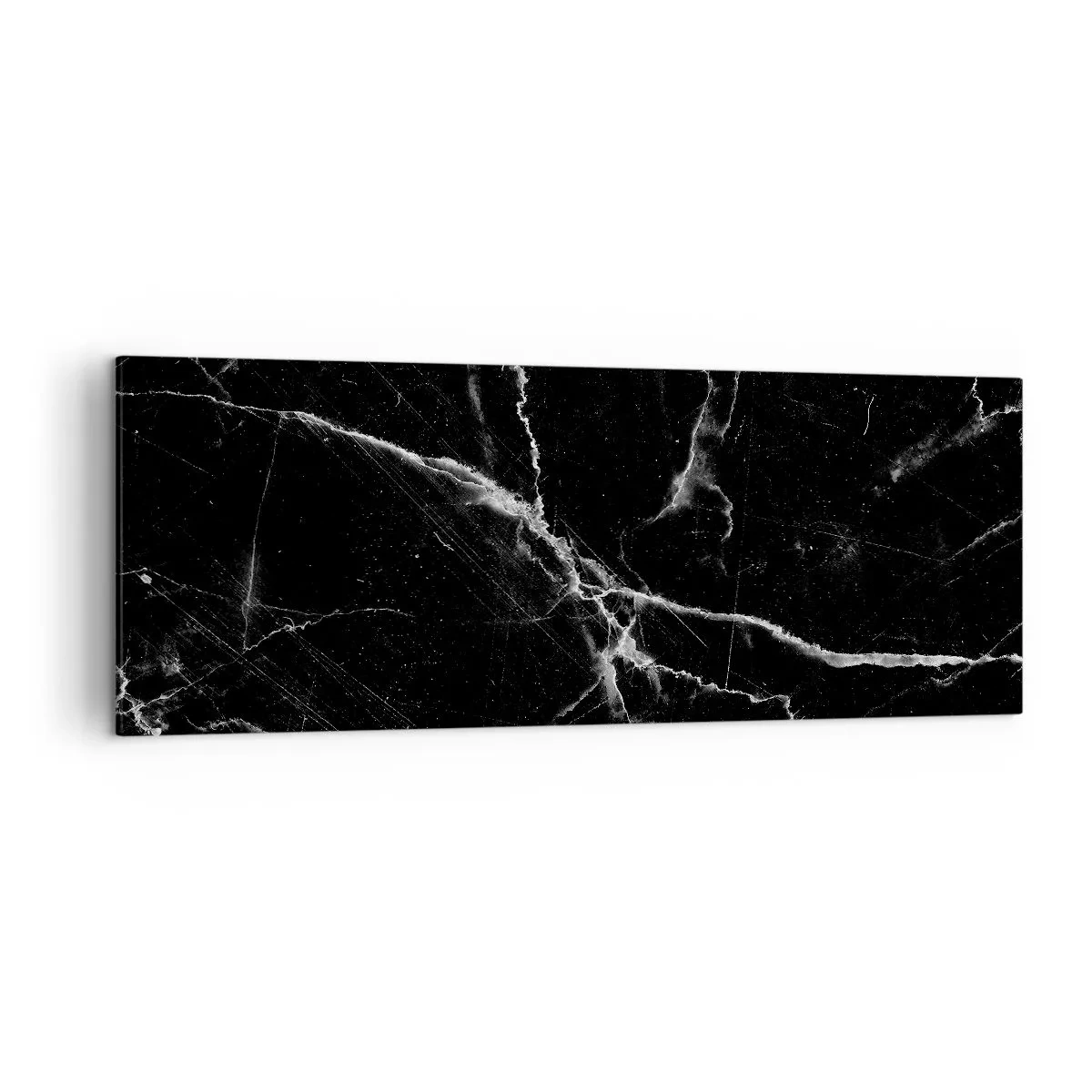 Impression sur toile - Image sur toile - Marbre noir avec des veines blanches dans les détails - 140x50cm - La vie secrète de la pierre - Décoration murale moderne pour le salon et la chambre ARTTOR