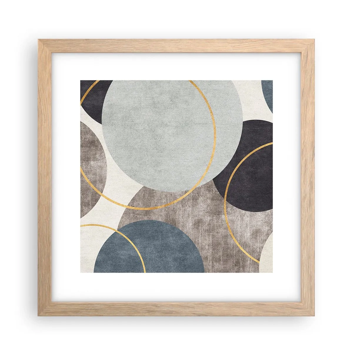 Affiche dans un chêne clair - Poster - Cercles sur cercles - 30x30 cm