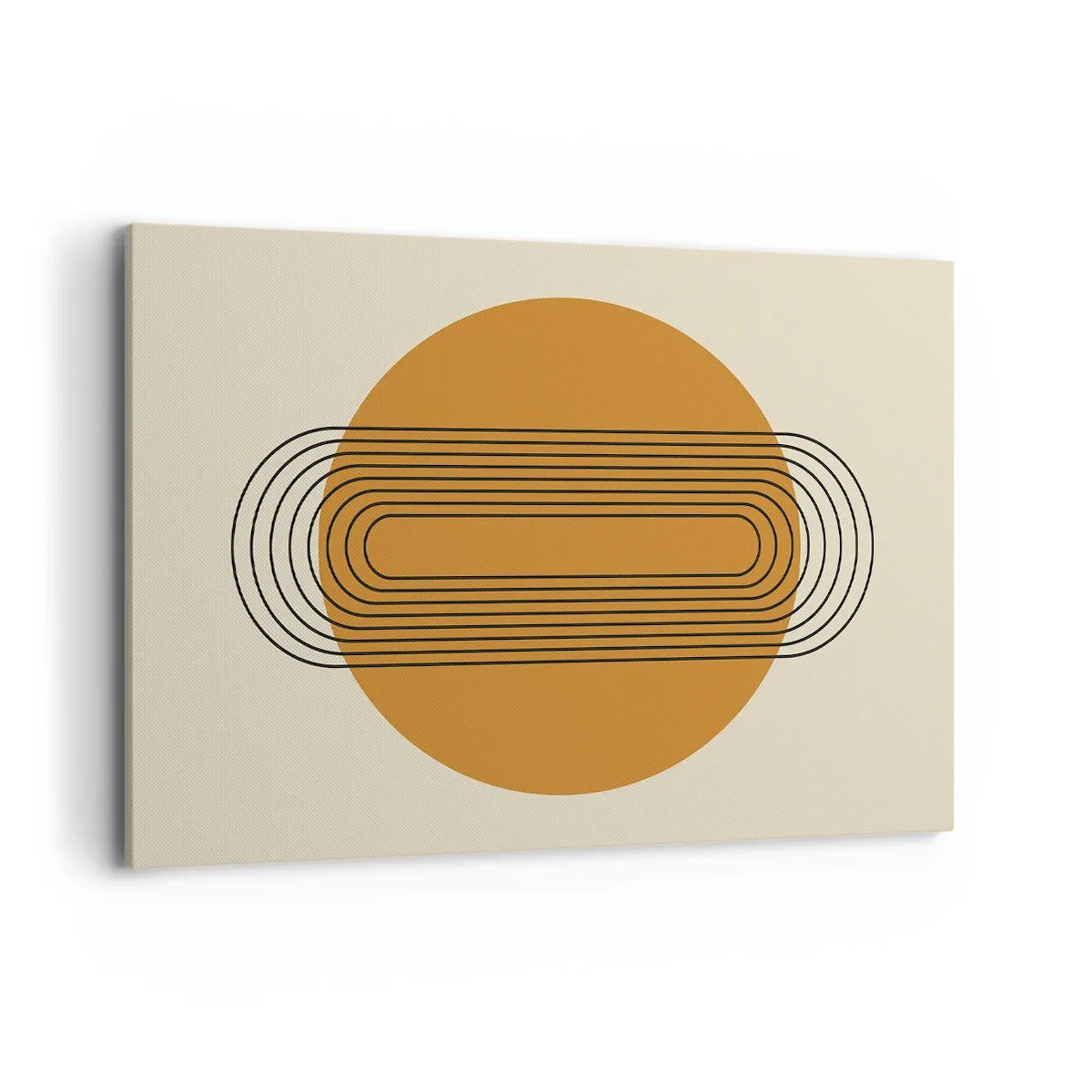 Impression sur toile - Image sur toile - Motif géométrique avec des cercles et des lignes orange - 100x70cm - Plan idéal - Décoration murale moderne pour le salon et la chambre ARTTOR