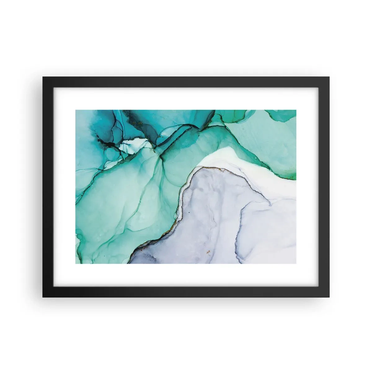 Affiche dans un cadre noir - Poster - Étude de turquoise - 40x30 cm