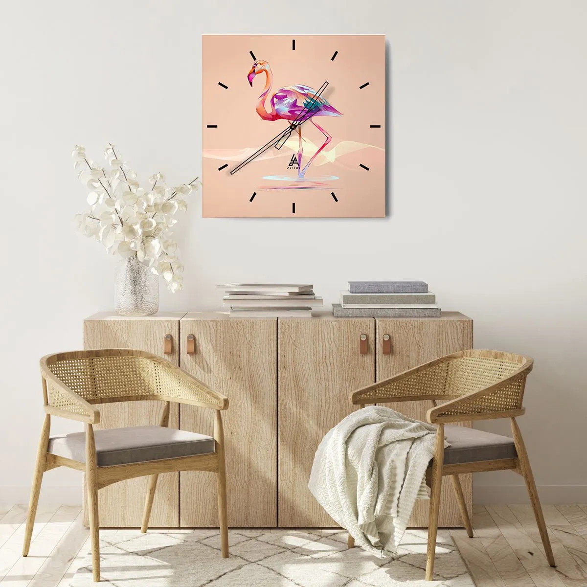 Horloge murale - Pendule murale - L'oiseau des bonnes émotions - 30x30 cm