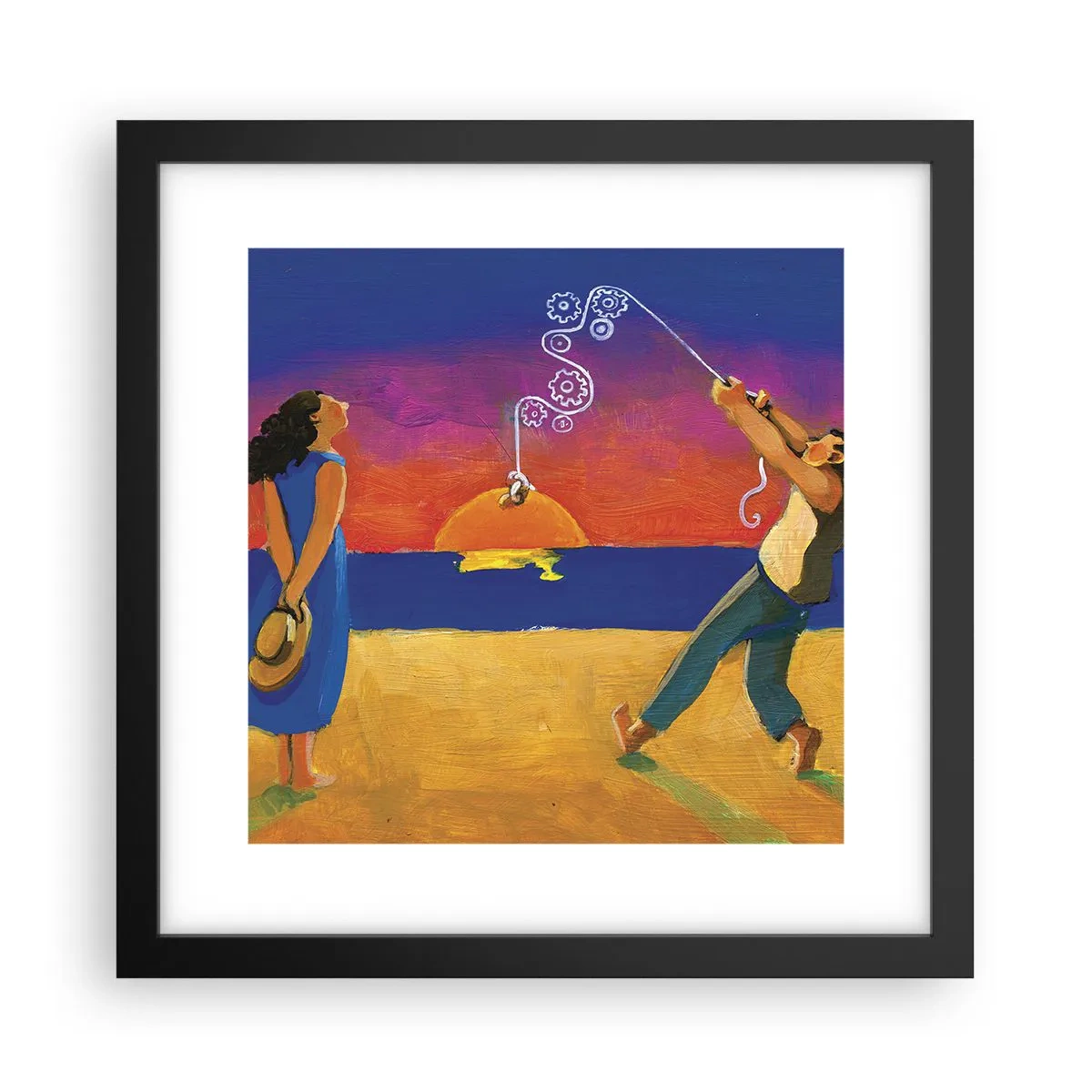 Affiche dans un cadre noir - Poster - Plus qu'une étoile dans le ciel - 30x30 cm