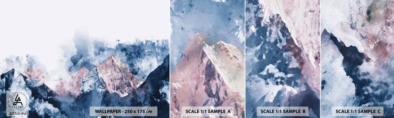 Échantillon de Papier Peint Autocollant Deluxe Sticker - Ce sont des sommets ! - Abstraction, Morceau, Montagnes - 100x30 cm