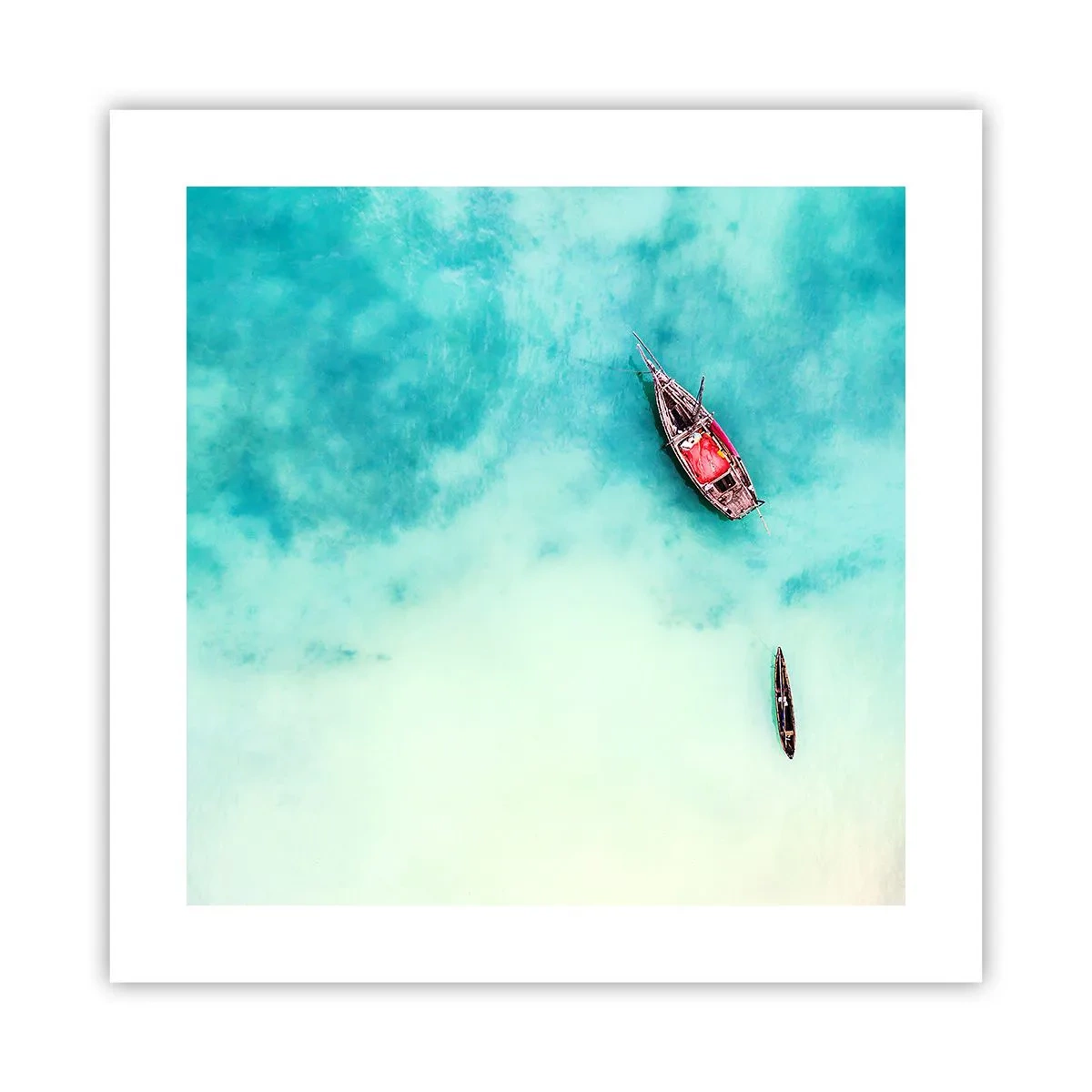 Affiche - Poster - Car sur les plages de Zanzibar, quand il y a un débordement d'eau... - 40x40 cm