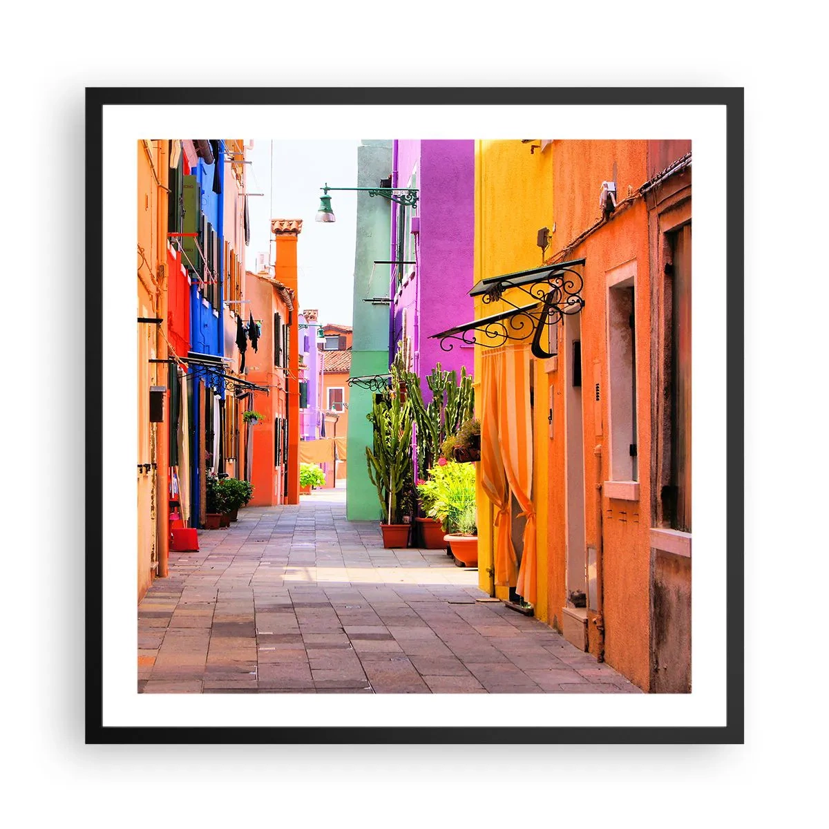 Affiche dans un cadre noir - Poster - Allée arc-en-ciel - 60x60 cm