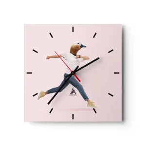 Horloge murale - Pendule murale - Une figure surréaliste avec une tête de canard en mouvement - 30x30cm - Une pincée d'absurdité - Décoration murale moderne pour le salon et la chambre ARTTOR