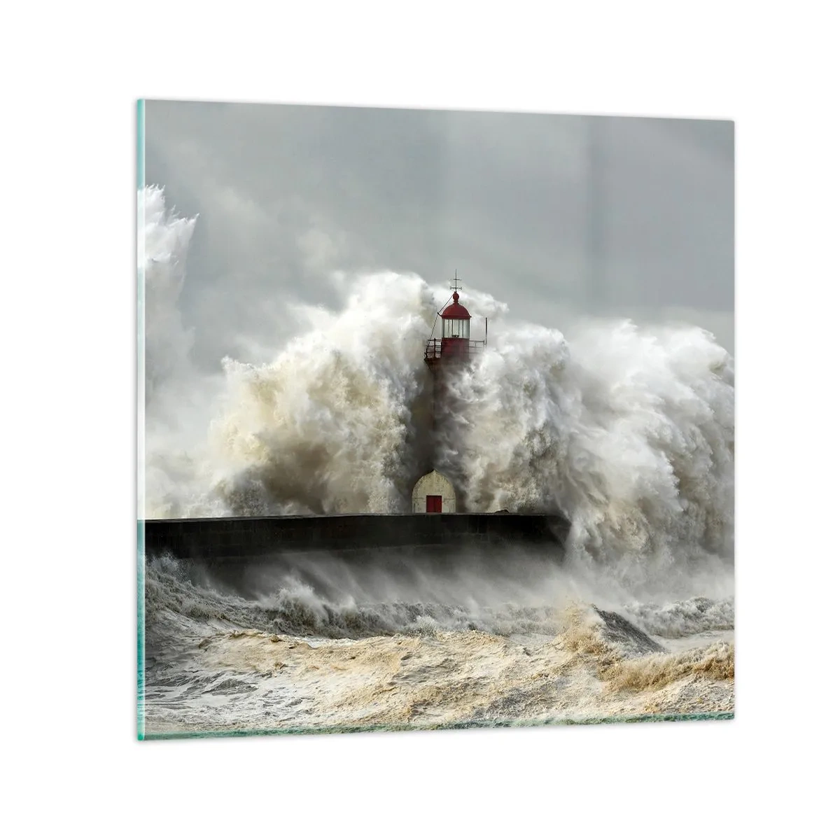 Impression sur verre - Image sur verre - La colère de l'océan - 40x40 cm