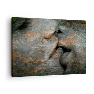 Impression sur toile - Image sur toile - Un motif artistique d'un visage sculpté dans la roche avec un effet de texture naturelle. - 70x50cm - Ensemble pour toujours - Décoration murale moderne pour le salon et la chambre ARTTOR