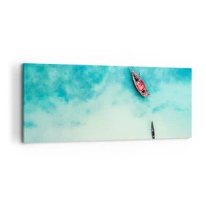 Impression sur toile - Image sur toile - Car sur les plages de Zanzibar, quand il y a un débordement d'eau... - 100x40 cm