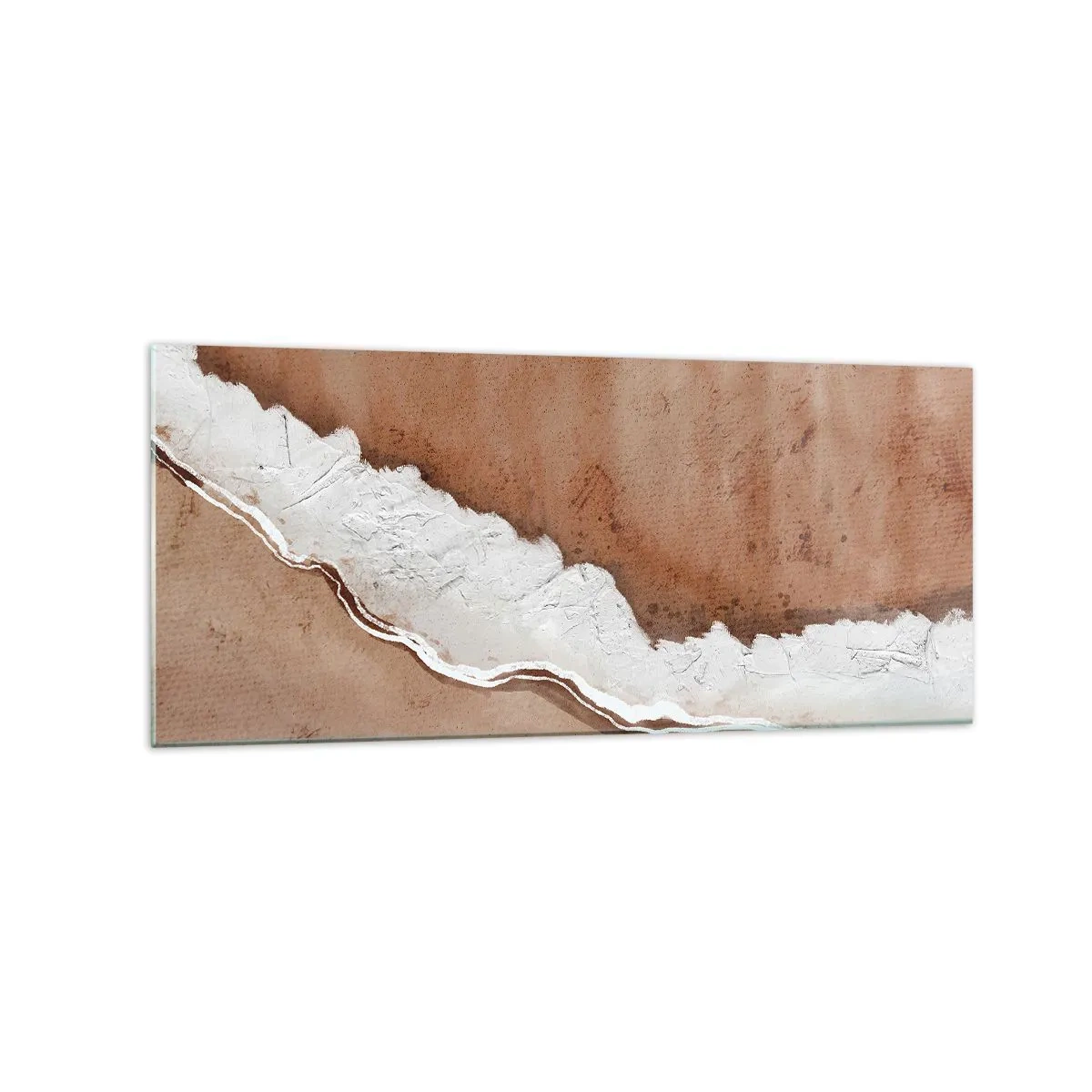 Impression sur verre - Image sur verre - Texture de sable avec des accents blancs - 120x50cm - Dans des couleurs de la terre - Décoration murale moderne pour le salon et la chambre ARTTOR