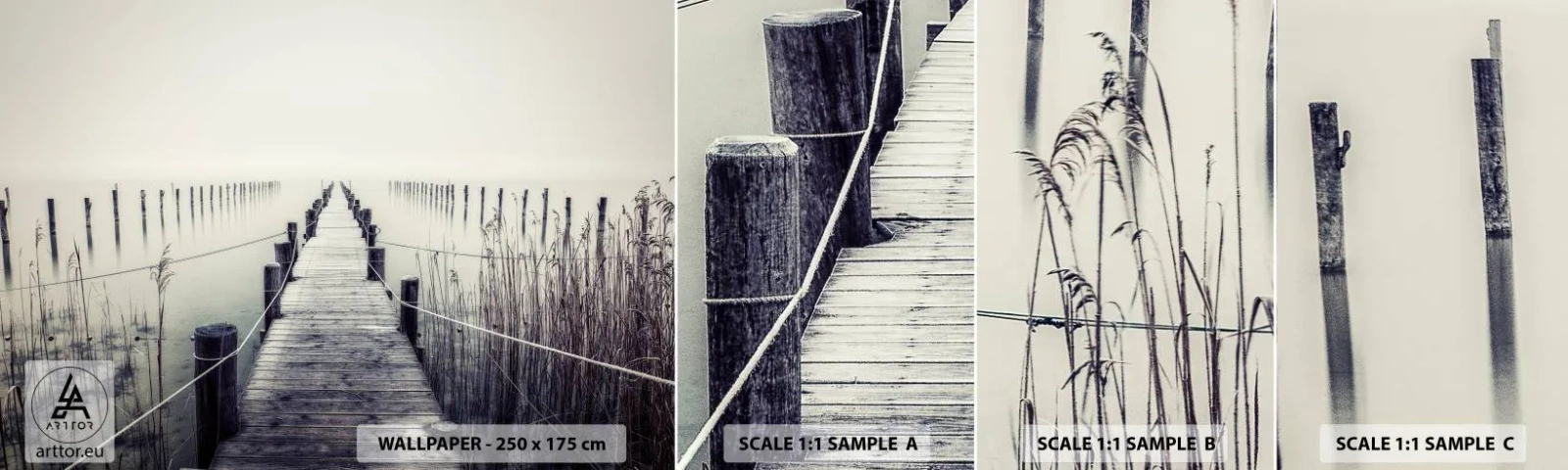 Échantillon De Papier Peint Standard Eco - Plongez dans la paix - Pont, Lac, Silence - 100x30 cm