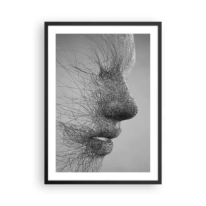 Affiche dans un cadre noir - Poster - Un profil facial fait de lignes fines et de textures - 50x70cm - L'esprit du vent - Décoration murale moderne pour le salon et la chambre ARTTOR