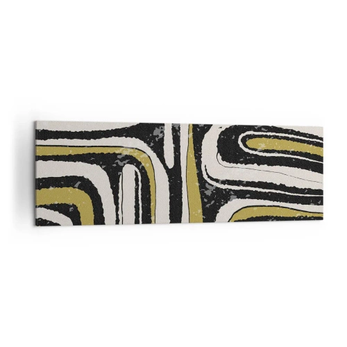 Impression sur toile - Image sur toile - Motif abstrait en noir, blanc et or - 160x50cm - Composition : routes et ruelles - Décoration murale moderne pour le salon et la chambre ARTTOR