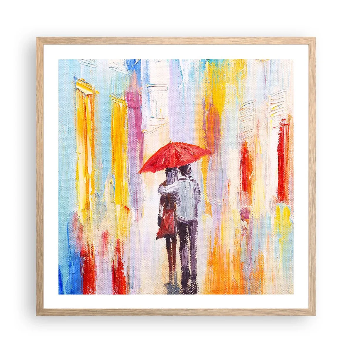 Affiche dans un chêne clair - Poster - Qu'il pleuve encore - 60x60 cm