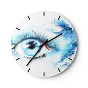 Horloge murale - Pendule murale - Œil artistique dans les tons de bleu - 30x30cm - Plongez-vous dans le bleu du regard - Décoration murale moderne pour le salon, la cuisine et la chambre ARTTOR