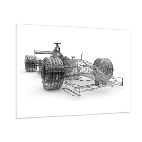 Impression sur verre - Image sur verre - Dessin technique de style 3D d'une voiture de course - 100x70cm - Design parfait - idée de course - Décoration murale moderne pour le salon et la chambre ARTTOR