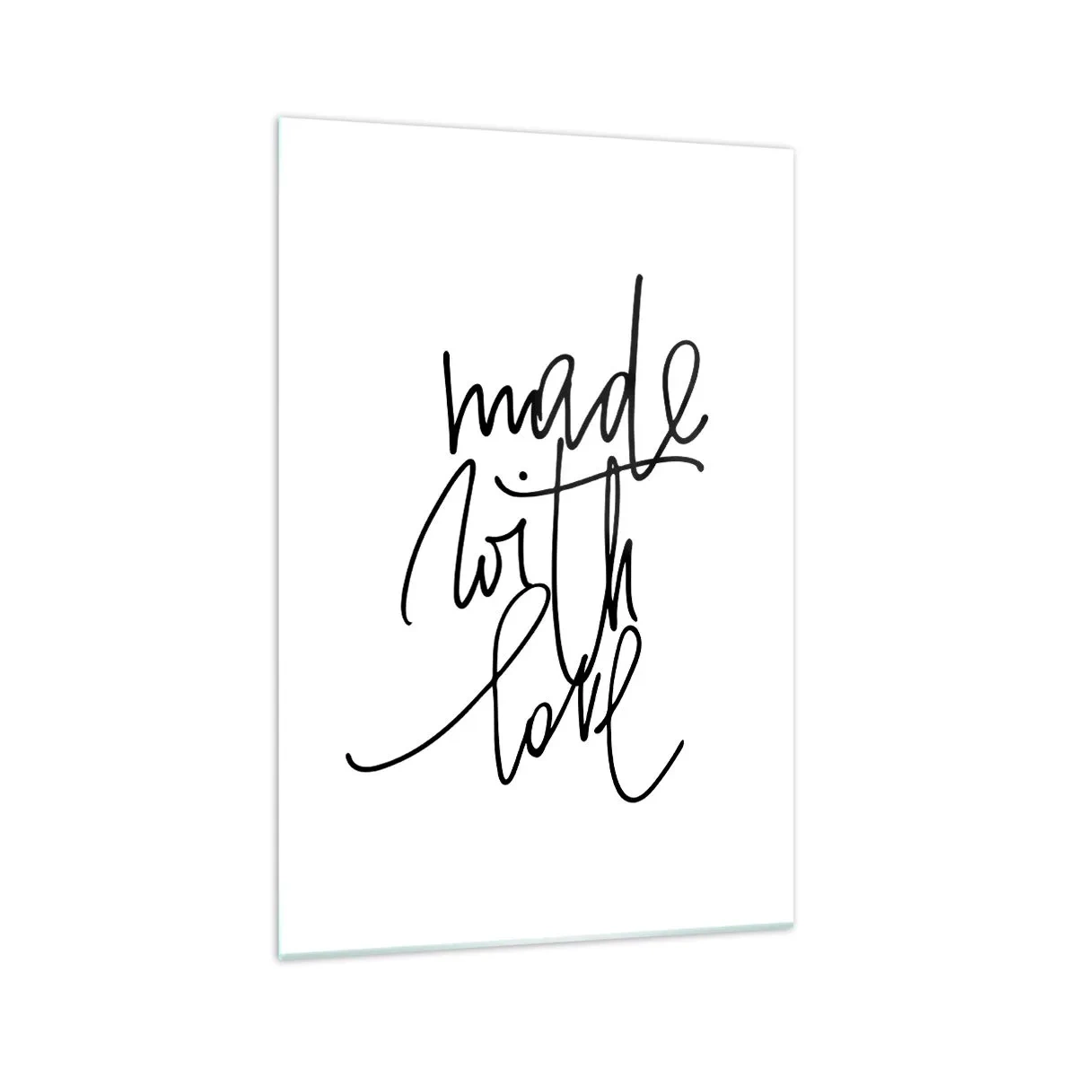 Impression sur verre - Image sur verre - Inscription noire « Made with love » sur fond blanc - 70x100cm - La meilleure marque - Décoration murale moderne pour le salon et la chambre ARTTOR