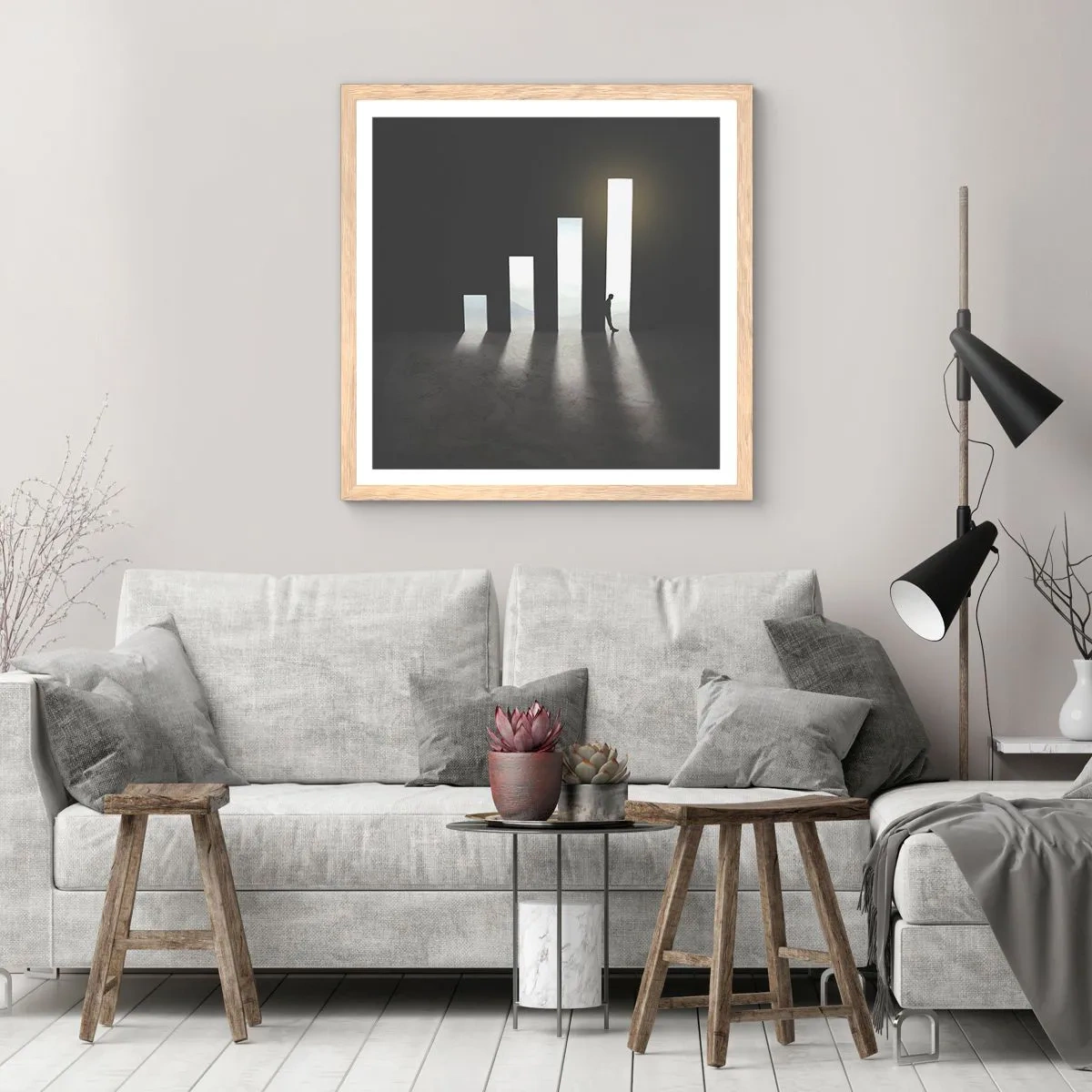 Affiche dans un chêne clair - Poster - Succès – impression - 60x60 cm