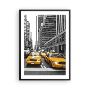 Affiche dans un cadre noir - Poster - Taxis jaunes dans les rues de New York - 50x70cm - C'est nous qui colorons la ville - Décoration murale moderne pour le salon et la chambre ARTTOR