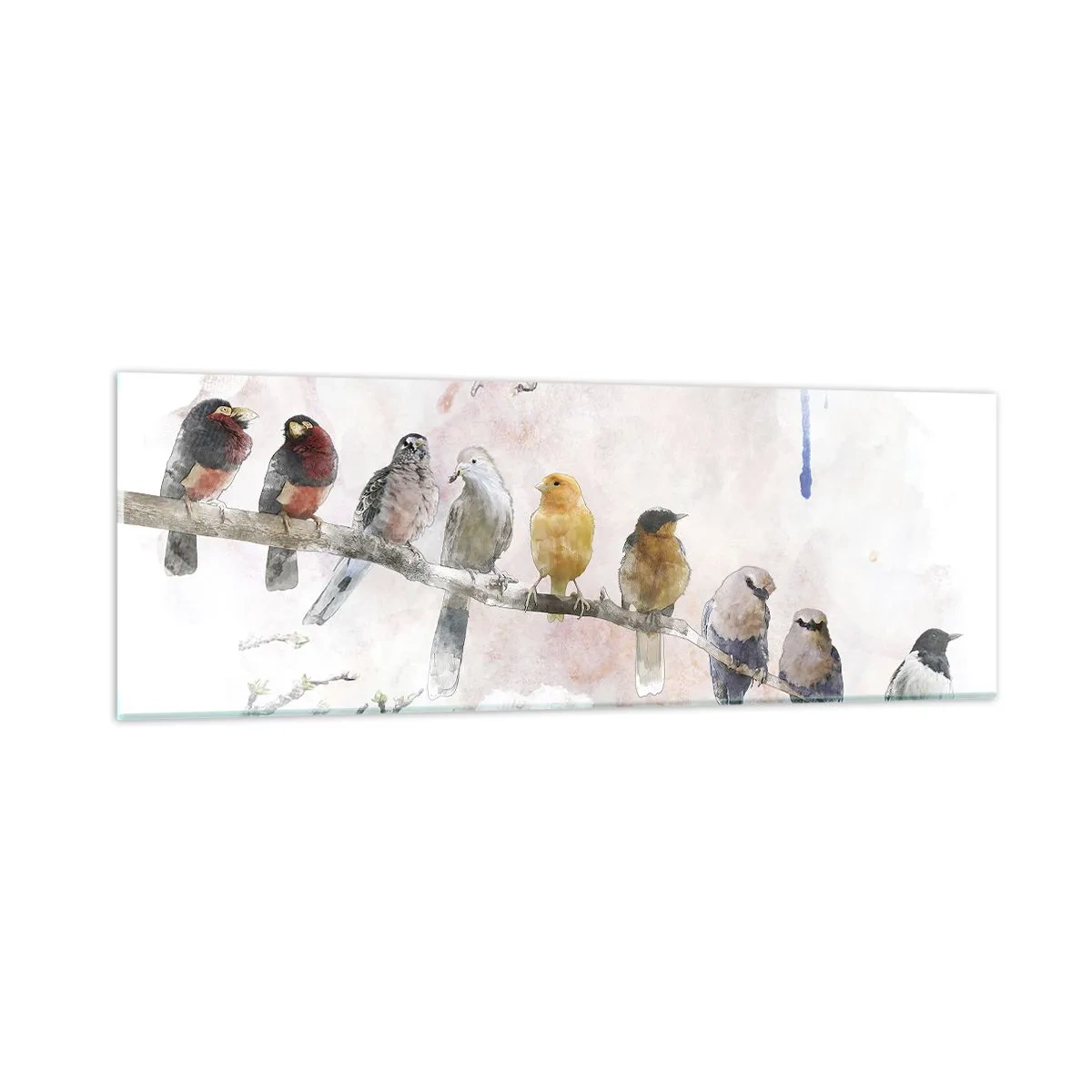 Impression sur verre - Image sur verre - Rencontre ailée - 90x30 cm