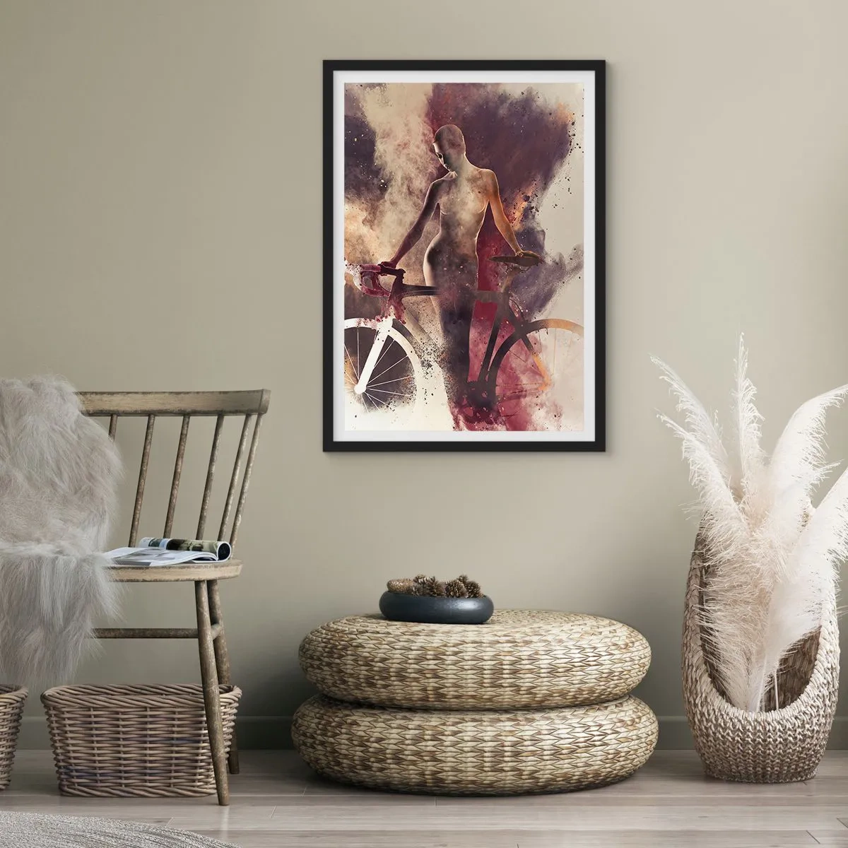 Affiche dans un cadre noir - Poster - Une âme de vélo aux formes marbrées - 30x40 cm