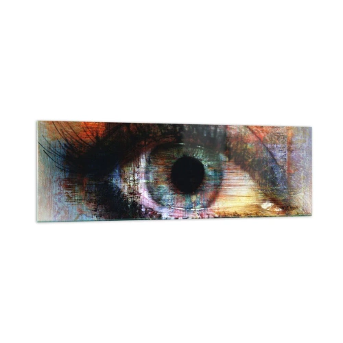Impression sur verre - Image sur verre - Œil artistique dans l'abstraction multicolore - 160x50cm - Vous pouvez jeter un coup d'œil dans l'âme - Décoration murale moderne pour le salon et la chambre ARTTOR