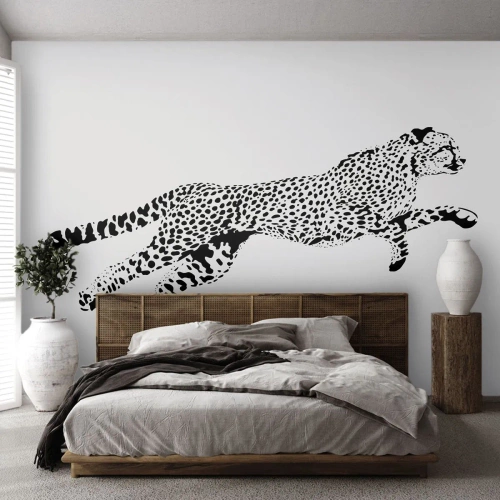 Papier Peint Autocollant Deluxe Sticker - Le plus rapide sur Terre - Animaux, guépard, Chat sauvage - 100x70 cm