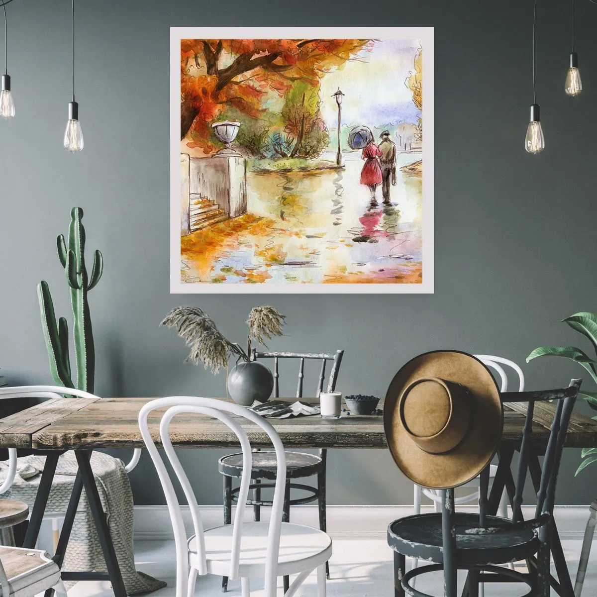 Affiche - Poster - Automne romantique dans le parc - 60x60 cm