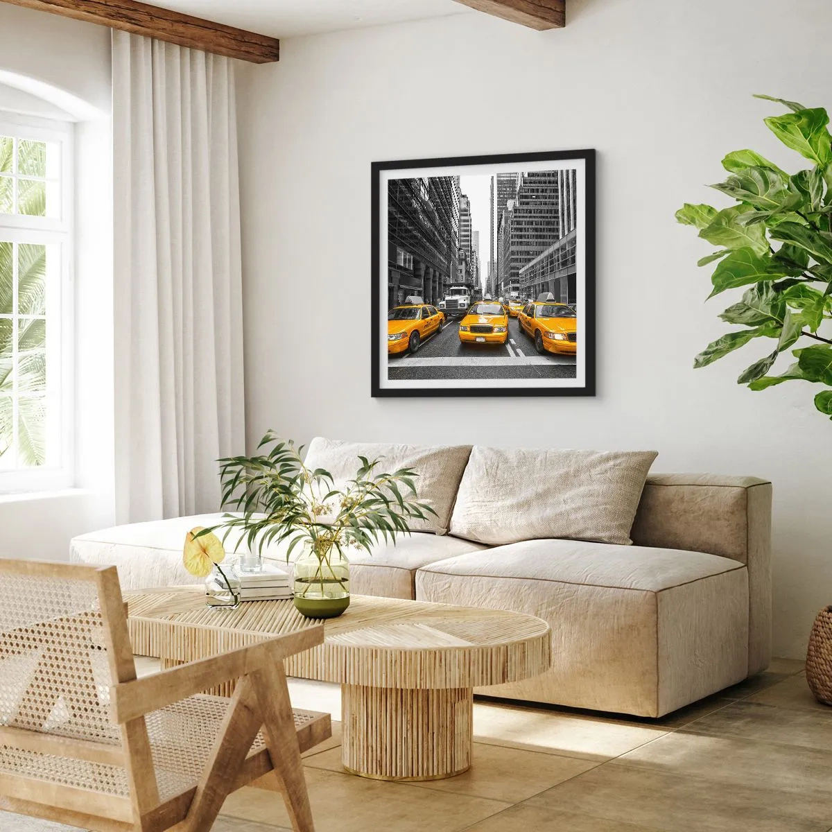Affiche dans un cadre noir - Poster - C'est nous qui colorons la ville - 30x30 cm